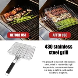 Stainless Steel BBQ Mesh Non Stick Grilling Basket Grill Mesh Mat Meat Vegetable Steak Picnic Party Barbecue Tool 