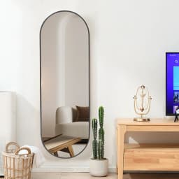 【Lifeideas】Modern Oval Metal Full Length Wall Mirror Gold/Black