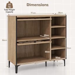 GOFLAME Shoe Storage Cabinet Freestanding Shoe Organizer w/ Flip Doors-Oak