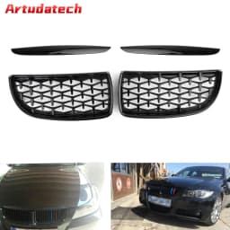 Artudatech Meteor Black Kidney Grill Mesh Grille Fit for BMW E90 3 Series Sedan 2005-2008