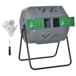 Garden Compost Bin 160L Dual Tumbler Rotating Outdoor Composter W/ Sliding Doors