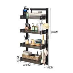 4 Tier Over-the-Door Adjustable Shower Caddy Shelf, 40cm W X 17cm D X 86cm H