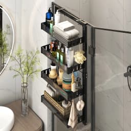 4 Tier Over-the-Door Adjustable Shower Caddy Shelf, 40cm W X 17cm D X 86cm H