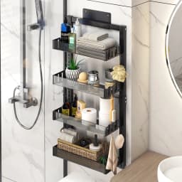4 Tier Over-the-Door Adjustable Shower Caddy Shelf, 40cm W X 17cm D X 86cm H