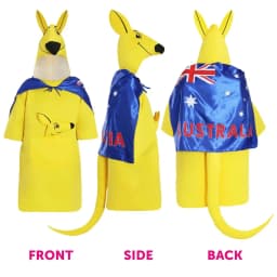 Australian Kangaroo Costume - Kangaroo Suit with Attached Australian Flag Cape - Perfect for Australia Day & Sporting Events