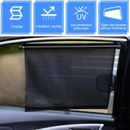 2pcs Car Side Sunshade Auto Retractable Roller Protector Blocks 97% Of Harmful UV Rays Universal Car Windows Shades Accessories