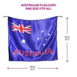 Australian Flag Cape & Blue Afro Wig - Flag Cape with "Australia" Text & Blue Wig - Ideal for Australia Day & Sports Events