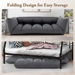 GOFLAME Foldable Floor Sofa Upholstered Recliner Chair W/Adjustable Backrest