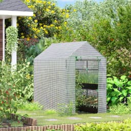 Walk-In Garden Greenhouse W/Shelves Steeple Grow House 186L X 120W 190Hcm White