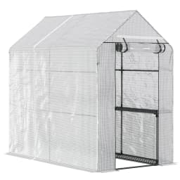 Walk-In Garden Greenhouse W/Shelves Steeple Grow House 186L X 120W 190Hcm White