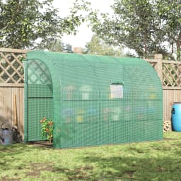 Walk-In Lean to Wall Greenhouse with Windows and Doors 300L X 150W X 213Hcm