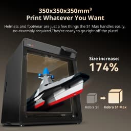 ANYCUBIC Kobra S1 Max 3D Printer, 350℃ Hotend,Hardened Steel Extruder, Up to 600mm/s Printing Speed Build Volume 350×350×350mm