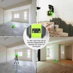 Huepar 4D 16 Lines Green Laser Level Vertical and Horizontal Self-leveling with Remote control &Li-ion battery Floor Laser Tool