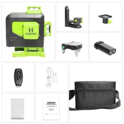 Huepar 4D 16 Lines Green Laser Level Vertical and Horizontal Self-leveling with Remote control &Li-ion battery Floor Laser Tool