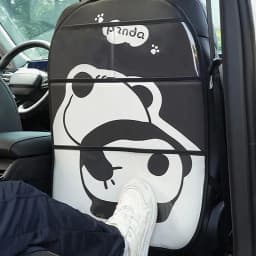 Kick Mat Back Seat Protector Cartoon Panda Car Backseat Cover With Transparent Pocket Car Supply KidsKick Mat For Back Seat