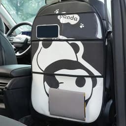 Kick Mat Back Seat Protector Cartoon Panda Car Backseat Cover With Transparent Pocket Car Supply KidsKick Mat For Back Seat