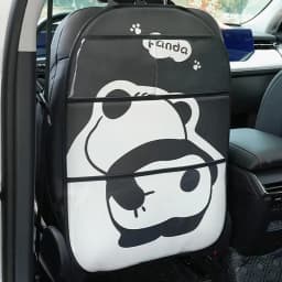 Kick Mat Back Seat Protector Cartoon Panda Car Backseat Cover With Transparent Pocket Car Supply KidsKick Mat For Back Seat