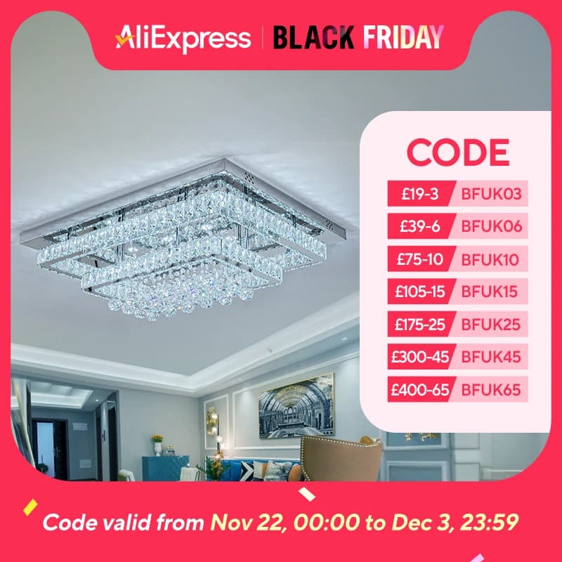 Modern Crystal LED Flush Mount Ceiling Light Fixture, 80x60x20CM