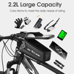 WEST BIKING Bicycle Top Tube Bag 2.2l Large Capacity Waterproof Bicycle Front Frame Bag Touch Screen 7.4 Inch Phone Holder