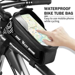 WEST BIKING Bicycle Top Tube Bag 2.2l Large Capacity Waterproof Bicycle Front Frame Bag Touch Screen 7.4 Inch Phone Holder