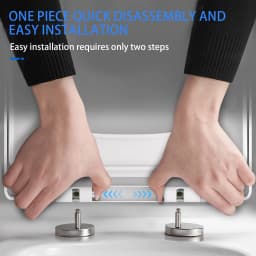 Toilet Seat Square Shape Soft Close with Quick Release Hinges, Anti-Bacterial WC Seat with Sturdy Polypropylene, Easy to Clean