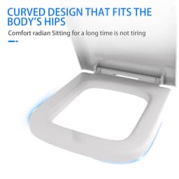 Toilet Seat Square Shape Soft Close with Quick Release Hinges, Anti-Bacterial WC Seat with Sturdy Polypropylene, Easy to Clean