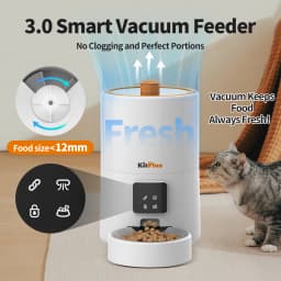 KITPLUS Vacuum Automatic Cat Feeder, 9L Cat Food Dispenser, App Timer to Feeder, Keep Food Fresh, Lock Lid, 10 Meals for Dog Cat