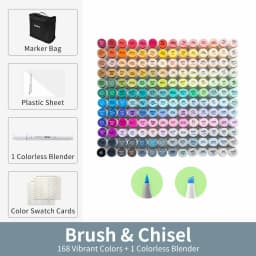 Ohuhu Honolulu 168 Colors Marker Pen Set Alcohol Art Markers Refillable Dual Tips Sketching Drawing Manga School Art Supplies