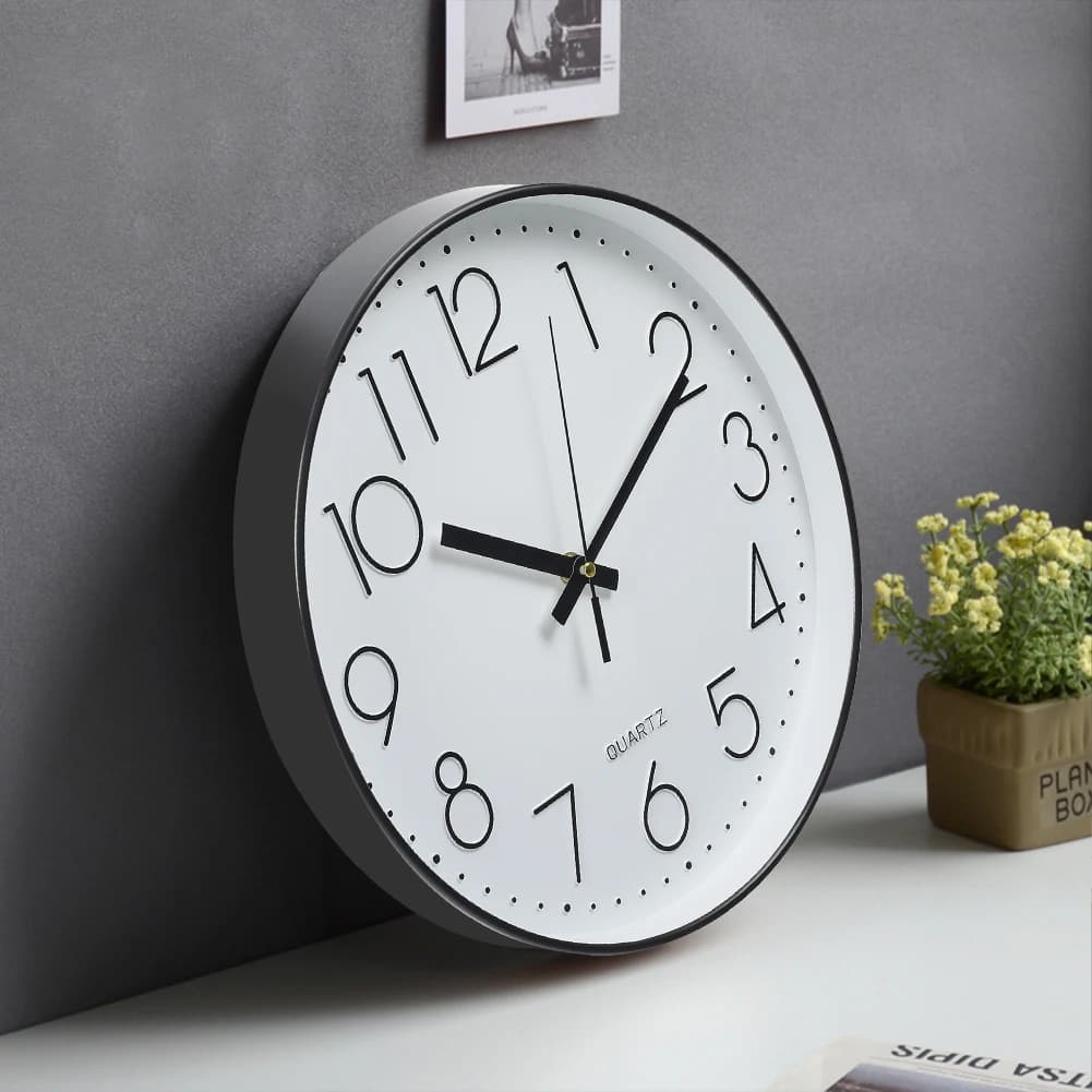Voltsify 12 Inch Minimalist Wall Clock with Arabic Numerals White