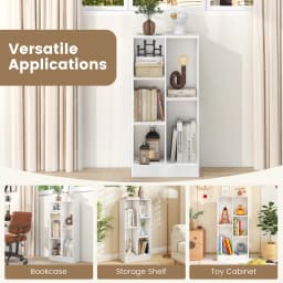 GOFLAME 5-Cube Bookshelf, Freestanding Storage Organizer with 2 Anti-Tipping Kits