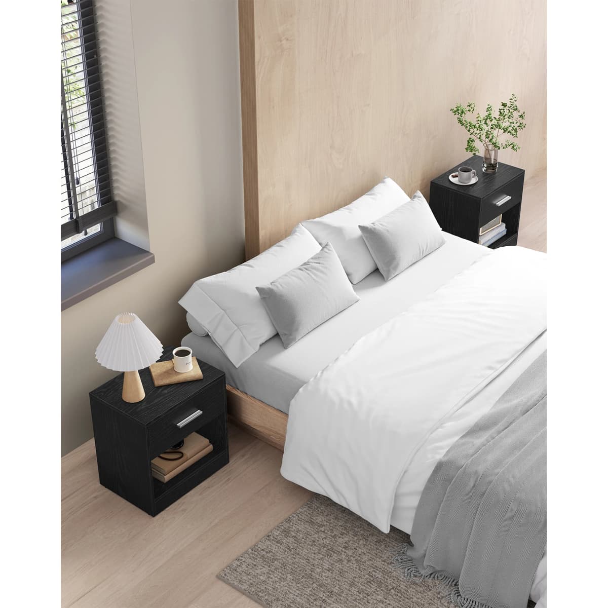 VASAGLE Bedside Tables, Set of 2, Side Table with Drawer, Handle, Open Compartment, End Table