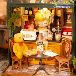 Rolife Tipsy Restaurant Kit DIY Miniature House Kit Desk Bookshelf Decoration For Adults Gift Idea For Girls Boys Kids