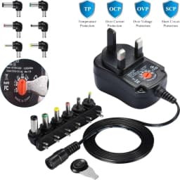 12W Power Adapter,3V-12V Universal Switching AC/DC Multi-Voltage Charger Power Supply Replacement 6 Adapter Plugs CCTV IP Camera