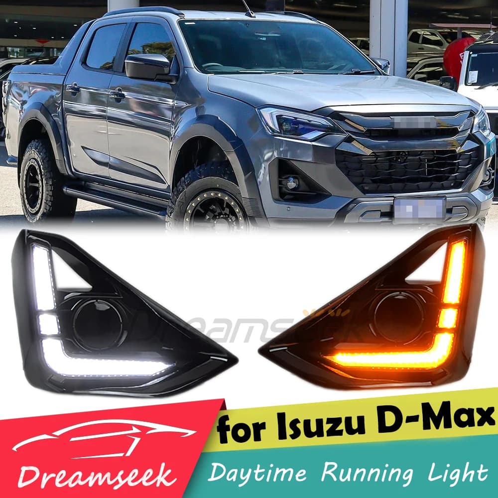 LED DRL Daytime Running Light for Isuzu D-max Dmax Facelift Model RG01 2023+ Fog Lamp w/ Sequential Dynamic Turn Signal Daylight