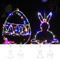 Easter Window Decorations Holiday Lighted Bunny Decorations Egg Bunny Light Sign Neon LED With Suction Cup For Indoor Home Door