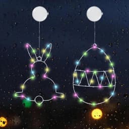 Easter Window Decorations Holiday Lighted Bunny Decorations Egg Bunny Light Sign Neon LED With Suction Cup For Indoor Home Door