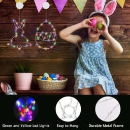 Easter Window Decorations Holiday Lighted Bunny Decorations Egg Bunny Light Sign Neon LED With Suction Cup For Indoor Home Door