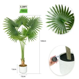mcc direct Artificial Fan Palm Tree, Decorative Artificial Plant with Plastic Planter and Artificial Moss for House Bedroom