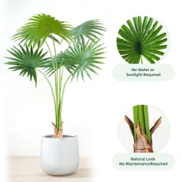 mcc direct Artificial Fan Palm Tree, Decorative Artificial Plant with Plastic Planter and Artificial Moss for House Bedroom