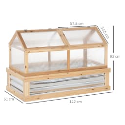 Raised Garden Bed Kit W/ Greenhouse Top Cold Frame Planter Protection Natural