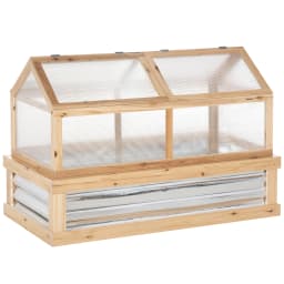 Raised Garden Bed Kit W/ Greenhouse Top Cold Frame Planter Protection Natural