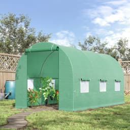 Walk-In Polytunnel Greenhouse W/ Roll-Up Door & Six Side Windows, 4.5 X 2 X 2m