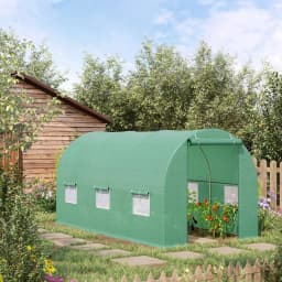 Walk-In Polytunnel Greenhouse W/ Roll-Up Door & Six Side Windows, 4.5 X 2 X 2m