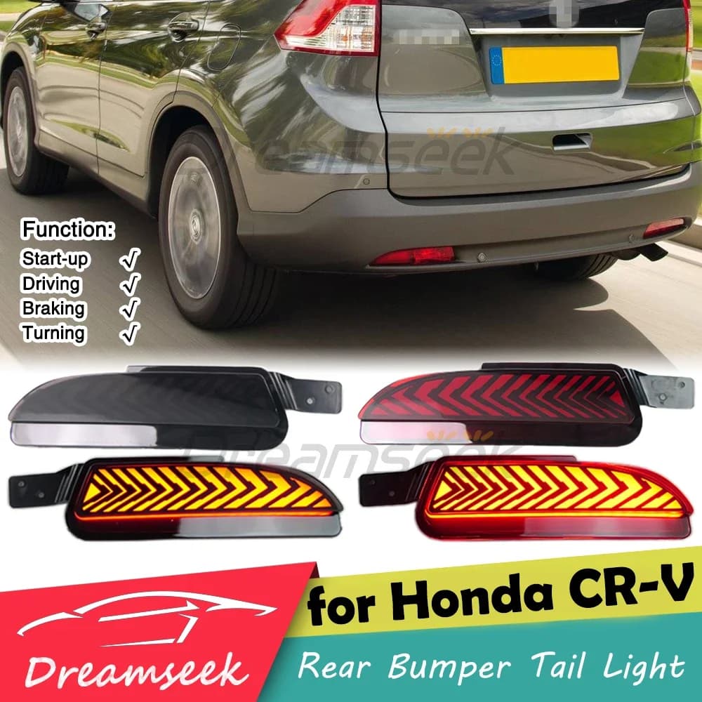 LED Rear Bumper Tail Light for Honda CR-V CRV 2012-2014 Reflector Brake with Turn Signal Lamp Blinker Indicator Smoke / Red Lens