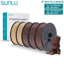 SUNLU 5KG 3D Filament PLA Wood/Marble/1.75mm 1KG Reuseable Spool Neatly Wound 3D Printer Filaments for Most FDM Printer