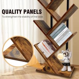 Brown 9 Tier Tree Bookcase Wooden Bookcase Floor Standing Corner Bookcase Personalised Display Storage Shelf