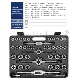 110PCS Metric Tap and Die Set M12 - M18 Bearing Steel Taps Die Wrench Tools Bearing Steel Threading Tool Car Garage Kits