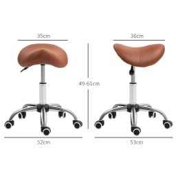 HOMCOM PU Leather Saddle Stool w/ Moulded Padded Seat Adjustable Height