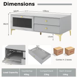 GOFLAME TV Stand for 55-Inch TV 120cm TV Console Cabinet-Light Gray