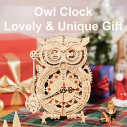 Robotime Rokr 3D Owl Clock DIY Wooden Model Building Block Kit Easy Assembly Creative Toy Gift for Children & Adults LK503